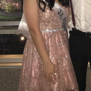 Rose Gold Shimmery Glitter Formal Dress